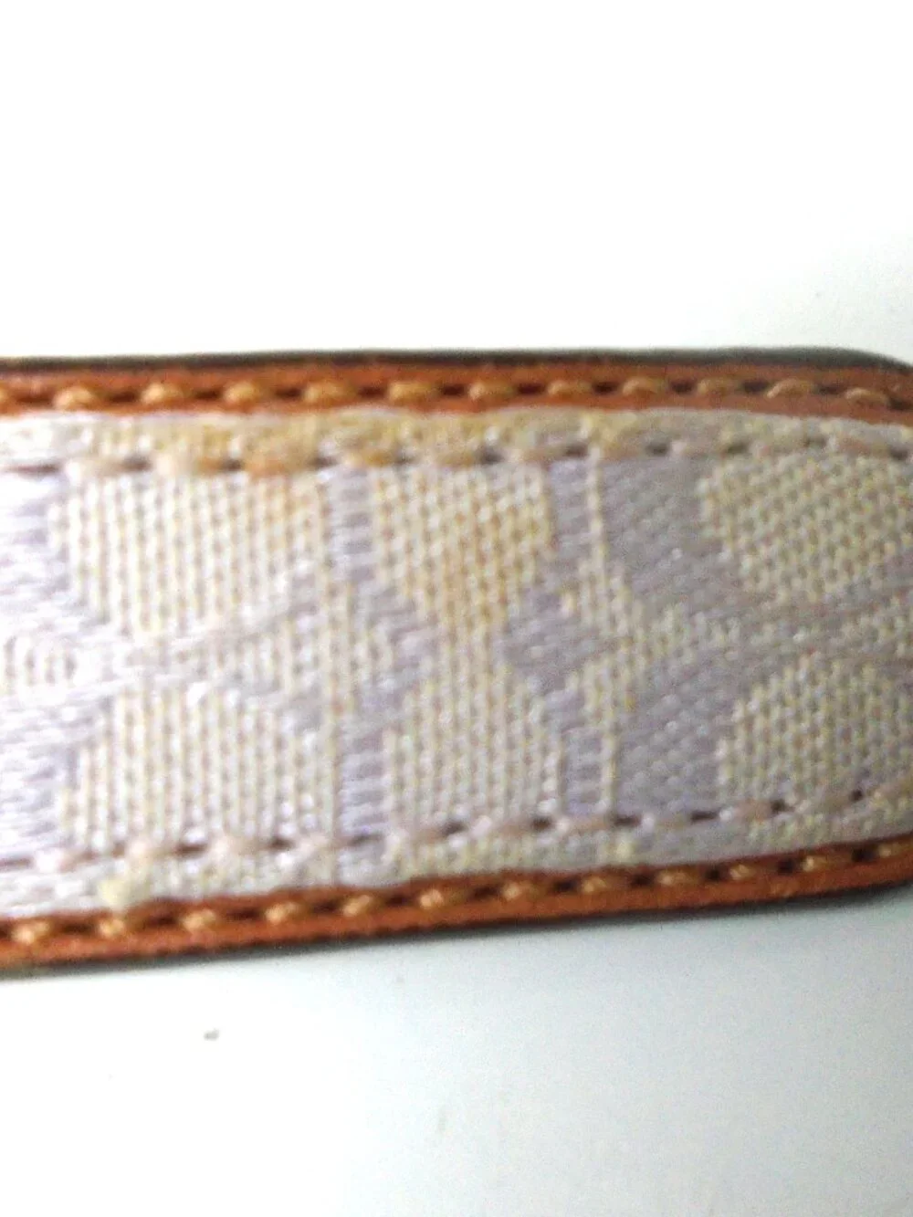 NEW VINTAGE COACH BROWN LILAC JACQUARD SIGNATURE C LEATHER DOG COLLAR 4003 SZ XS
